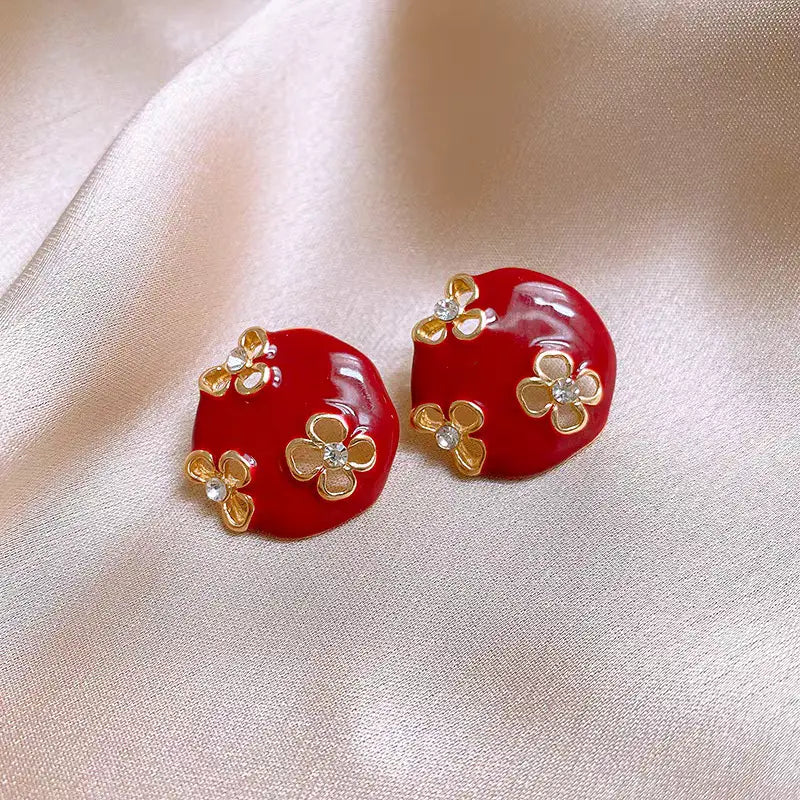 【SE010】Vintage Oil Painting Earrings