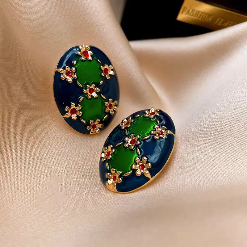 【SE016】Vintage Oil Painting Earrings