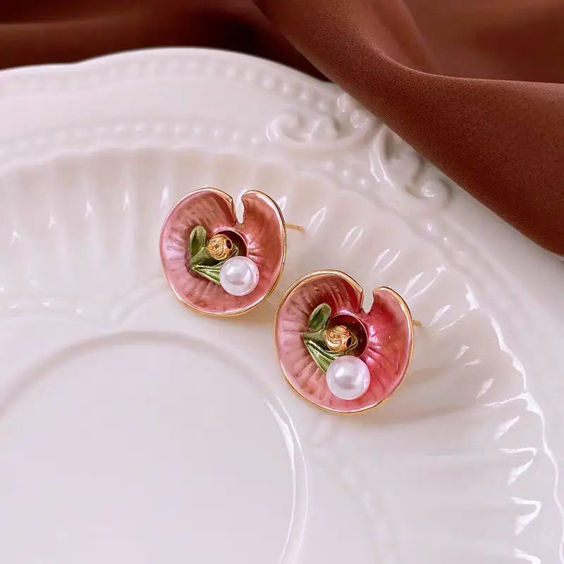 【SE027】Vintage Oil Painting Earrings