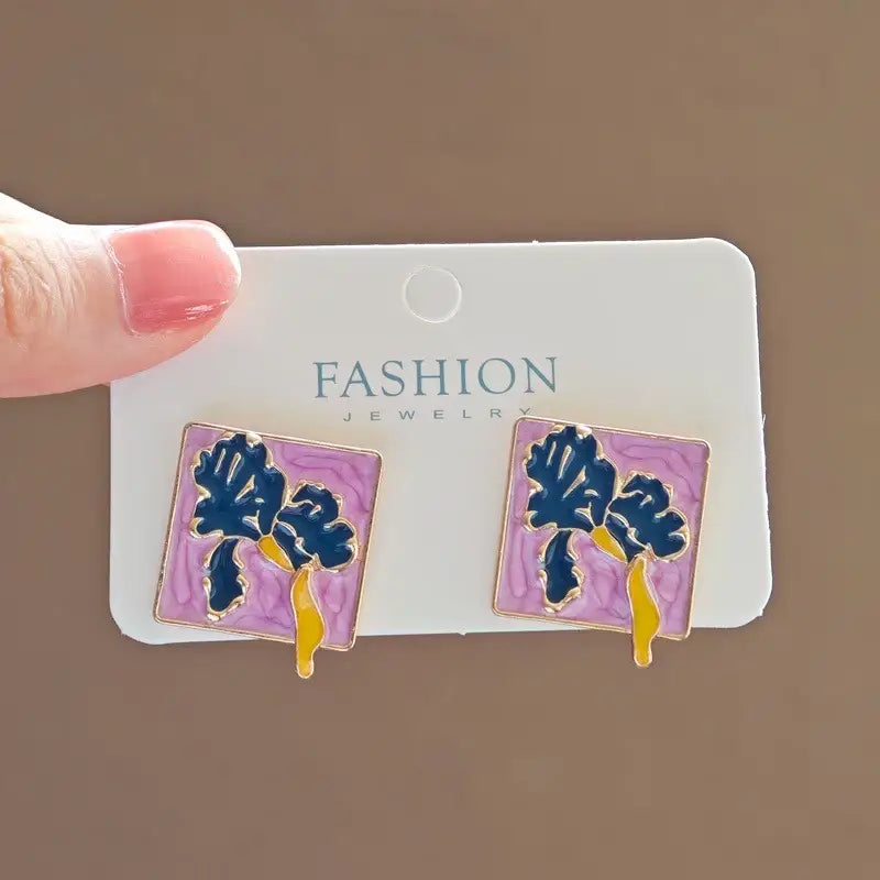 【SE005】Vintage Oil Painting Earrings