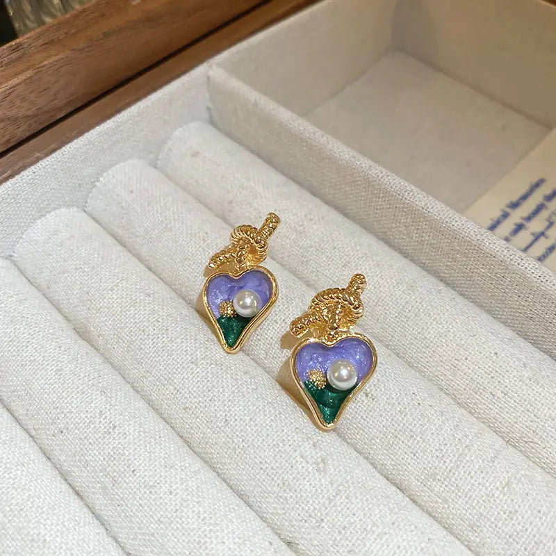 【SE007】Vintage Oil Painting Earrings