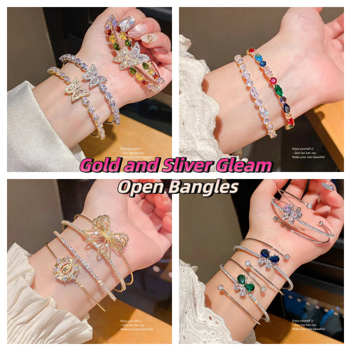 Gold and Sliver Gleam Open Bangles - Blind Bag