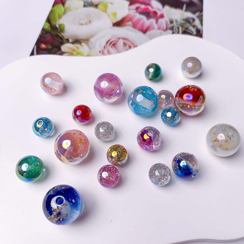 【Z177】[PMG] 10-16mm  Luxury Gold Leaf Resin  Beads Blind Bags