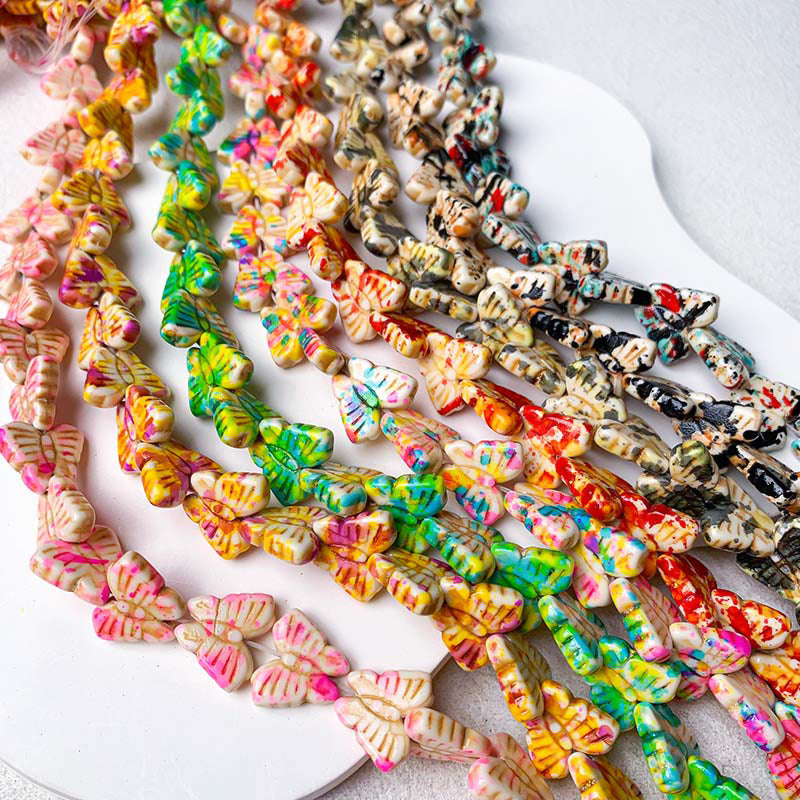 【Z207】[PMG] Synthetic Water Color Turquoise Butterfly Beads Blind Bags